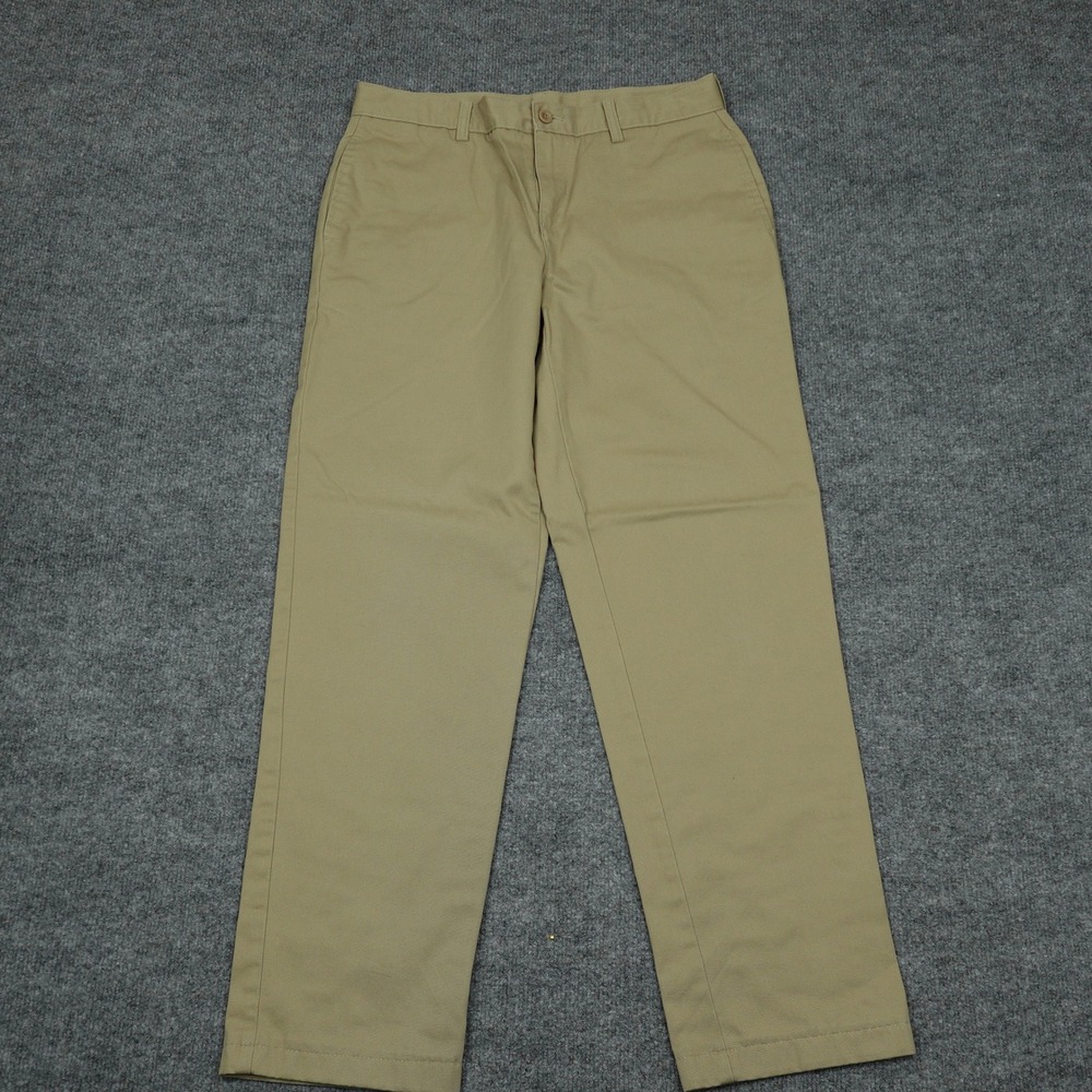 Lands' End Jeans Kids 14H Khaki Chino Straight Leg Cotton School Uniform Tan